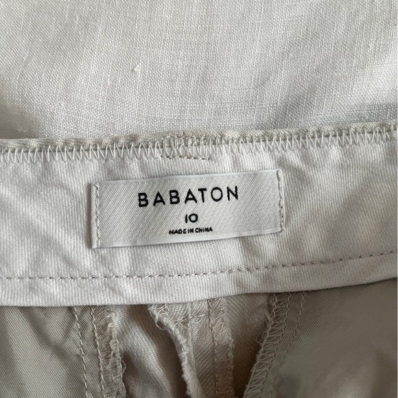 BABATON Artitzia Linen Blend Pleated Taupe Pants Pleats Side Pockets Fly Front - Picture 8 of 13